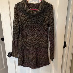 Prana Heathered Brown Cowl Neck Sweater
